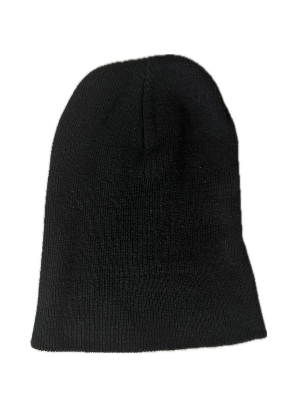 Unisex Black Rib Knit Cuffless Beanie